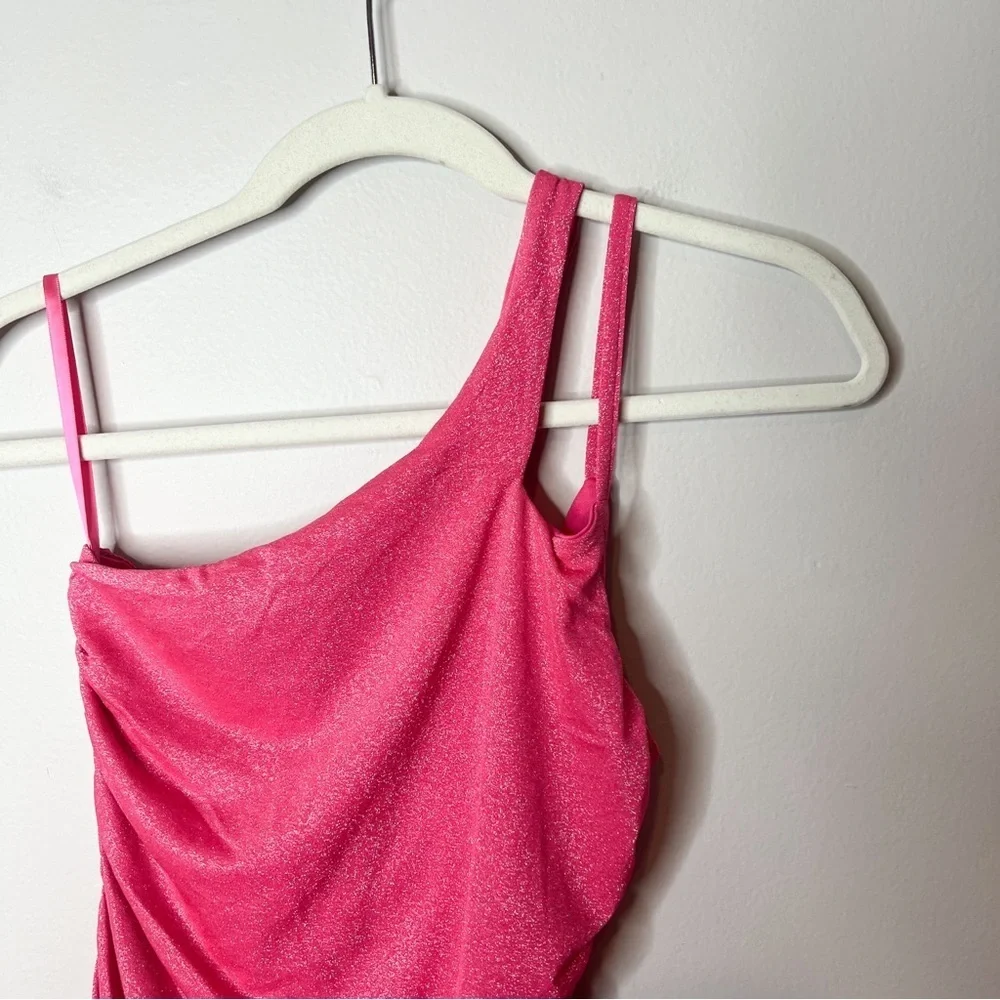 Superdown Jayden One Shoulder Mini Dress in Pink Glitter - Picture 6 of 9
